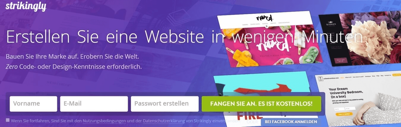 Strikingly Home page Strikingly Home page